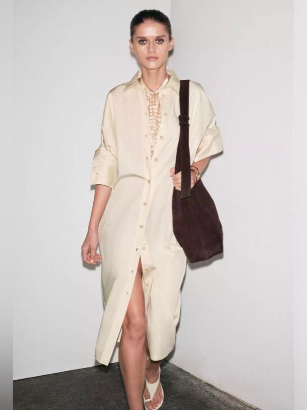 ZARA ~ ZW COLLECTION poplin shirt dress - Picture 3 of 17